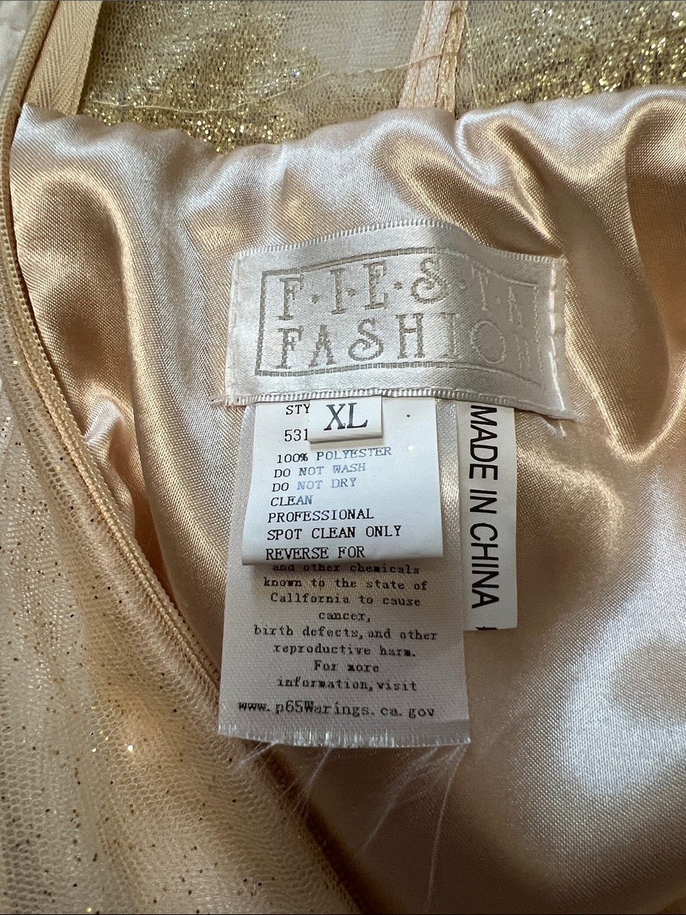 NWT Fiesta Fashion‎ Gold Sequin Short Homecoming Cocktail Dress Tulle XL - Picture 3 of 13